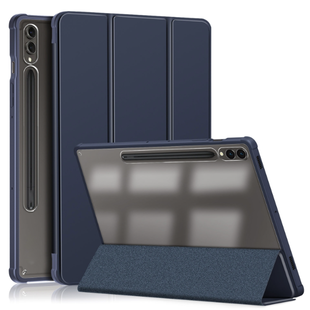 Acrylic 3-folding Smart Leather Tablet Case - For Samsung Galaxy Tab S9+ - mosaccessories